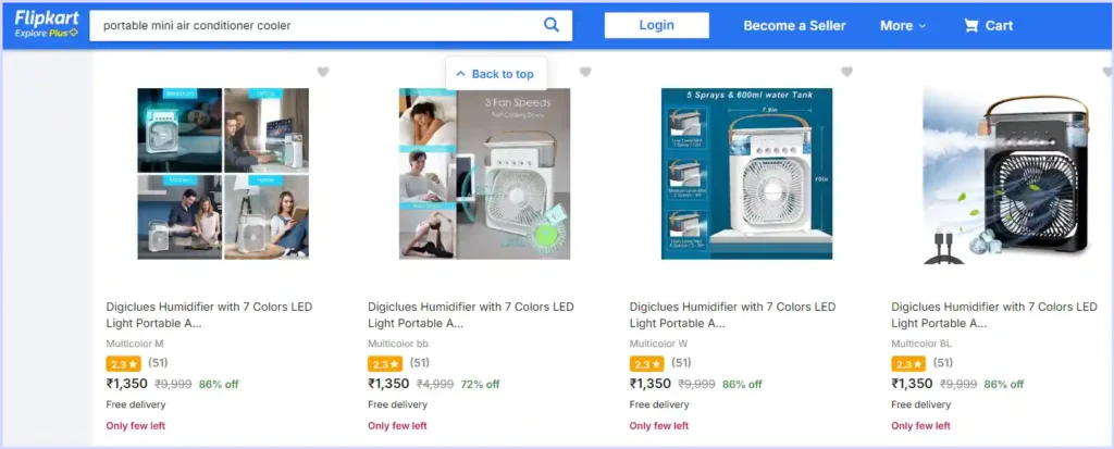 Mini Cooler Price On Flipkart