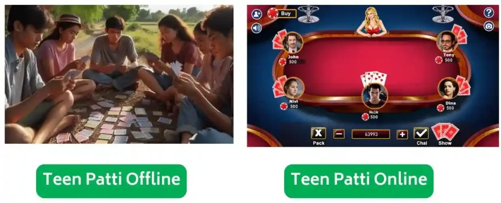 Offline Teen Patti Vs Onine Teen Patti Game